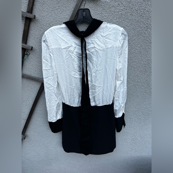 ❌SOLD❌Alice + Olivia Mattie Colorblock Knit Mini Shirtdress Black Off /White NWT - Picture 11 of 14